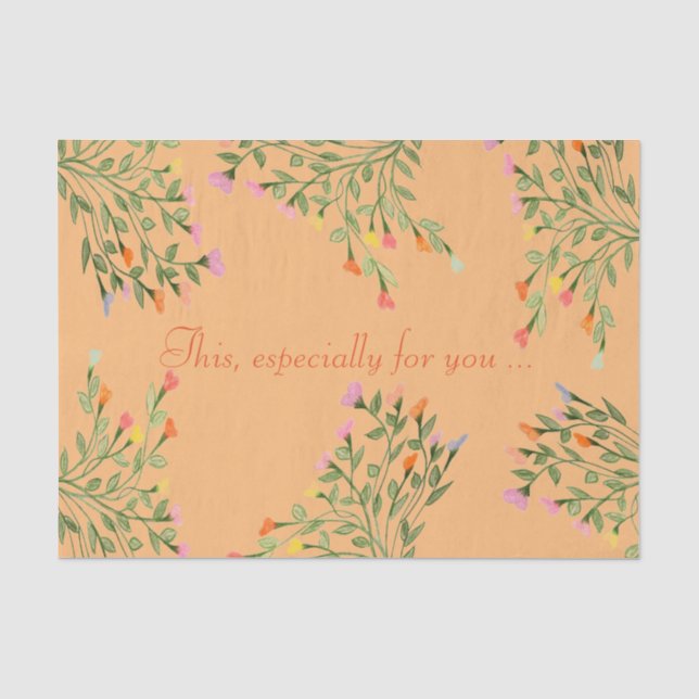 Papel De Seda Tejido de corazón floral de Peach Designer (Anverso)