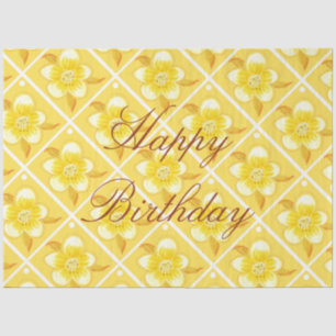 Papel De Seda Tejido de cumpleaños floral amarillo