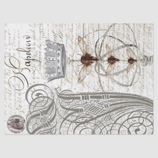 Papel De Seda Tejido de Decoupage de la escritura de las (Anverso)