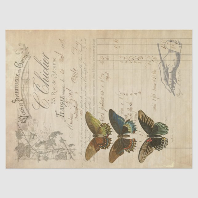 Papel De Seda Tejido de Decoupage de las Ephemeras (Anverso)