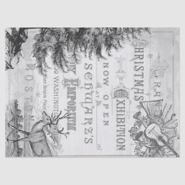 Papel De Seda Tejido de Decoupage de las Ephemeras del navidad (Anverso)