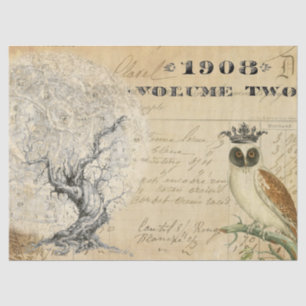 Papel De Seda Tejido de Decoupage del árbol de la luna