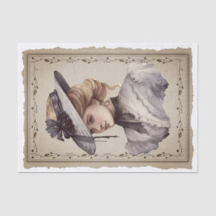 Papel De Seda Tejido de descomposición de retrato de dama de épo