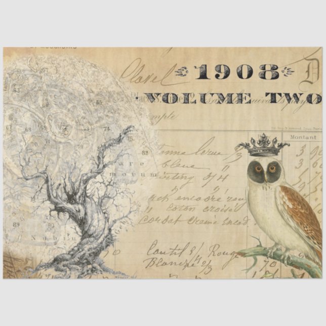 Papel De Seda Tejido de descomposición del árbol de la luna (Anverso)