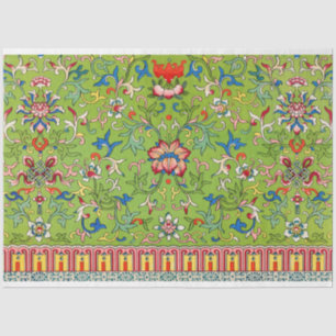 Papel De Seda Tejido de descomposición floral verde