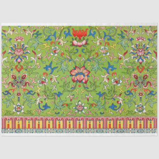 Papel De Seda Tejido de descomposición floral verde