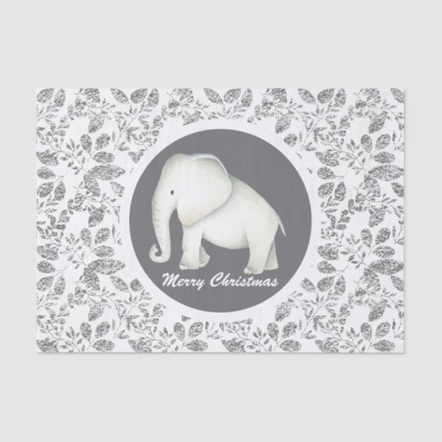 Papel De Seda Tejido de elefante blanco brillante de plata (Anverso)