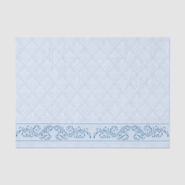 Papel De Seda Tejido de envolvimiento - Damasco azul helado (Anverso)