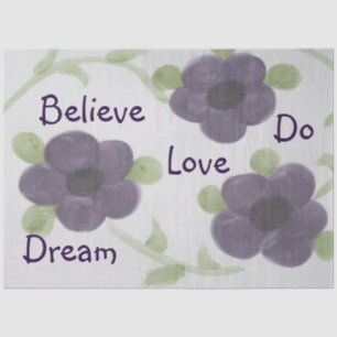 Papel De Seda Tejido de flores moradas