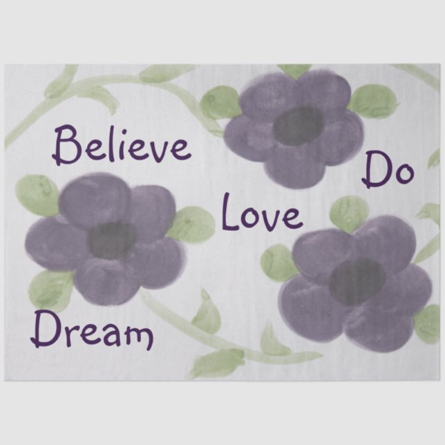 Papel De Seda Tejido de flores moradas (Anverso)