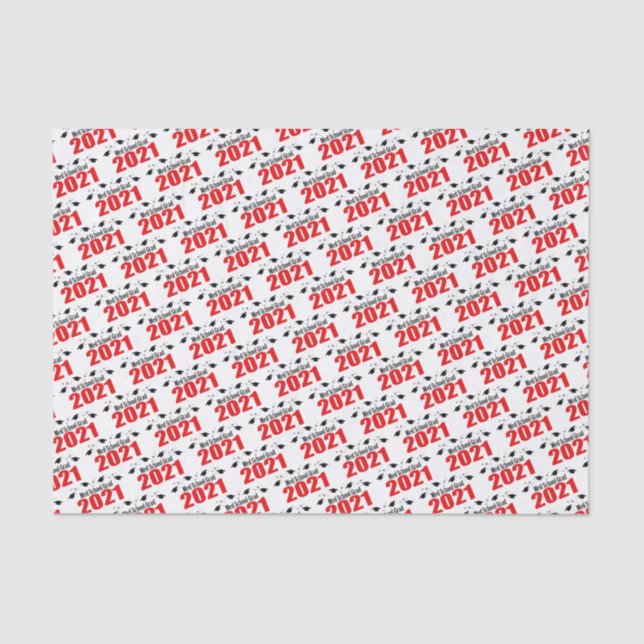 Papel De Seda Tejido De Graduación De Grado 2021 (Rojo) (Anverso)