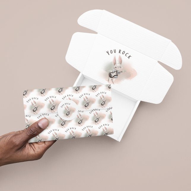 Papel De Seda Tejido de guitarra para conejidos de rock (Empower a special little musician with this cute bunny, "You rock" tissue paper! )