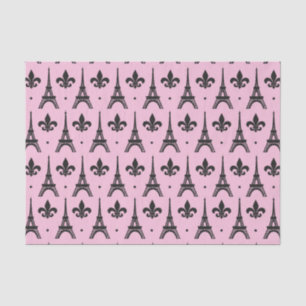 Papel De Seda Tejido de patrón de parís de la torre Eiffel rosa