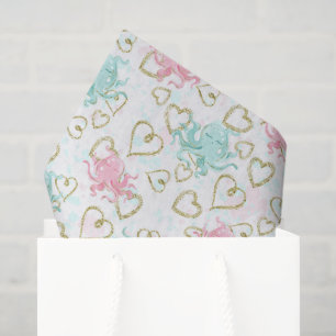 Papel De Seda Tejido de patrón de pulpo de amor de playa