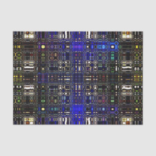 Papel De Seda Tejido de patrón psicodélico brillante- Azul