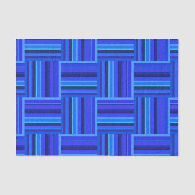 Papel De Seda Tejido de rayas azules (Anverso)