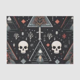 Papel De Seda Tejido de regalo de árbol y cráneo
