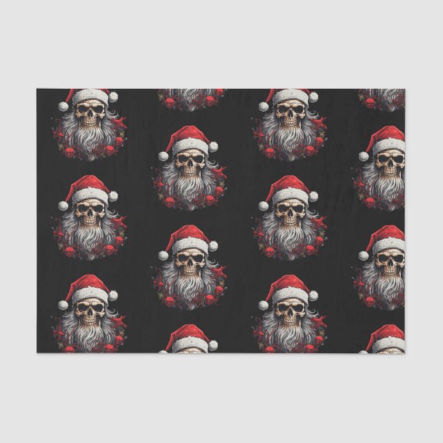 Papel De Seda Tejido de regalo de cráneo Santa (negro) (Anverso)
