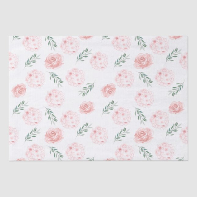 Papel De Seda Tejido de regalo de Hydrangea rosa (Anverso)