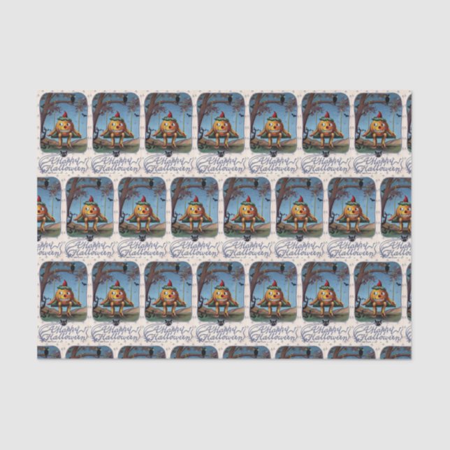 Papel De Seda Tejido del fiesta de la calabaza de Halloween del (Anverso)