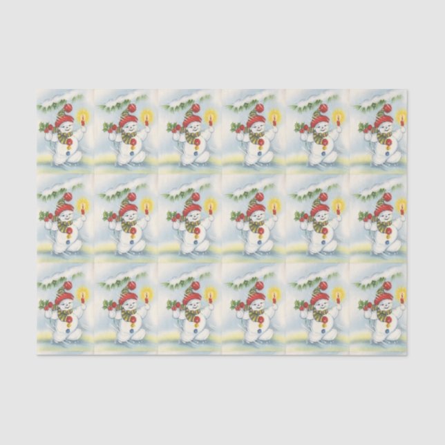 Papel De Seda tejido del fiesta de la teja del muñeco de nieve (Anverso)