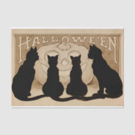 Papel De Seda Tejido del fiesta del gato negro de Halloween del