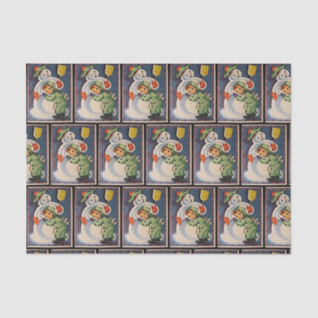 Papel De Seda Tejido del fiesta del niño del muñeco de nieve del (Anverso)