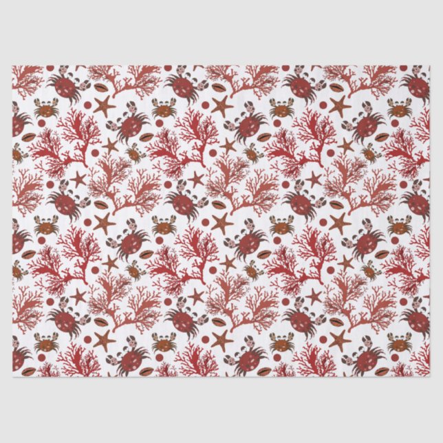 Papel De Seda Tejido fiesta de cangrejo de la playa (Anverso)