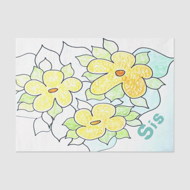 Papel De Seda Tejido floral amarillo (Anverso)