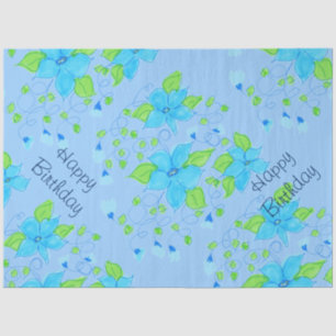 Papel De Seda Tejido floral azul de bonito