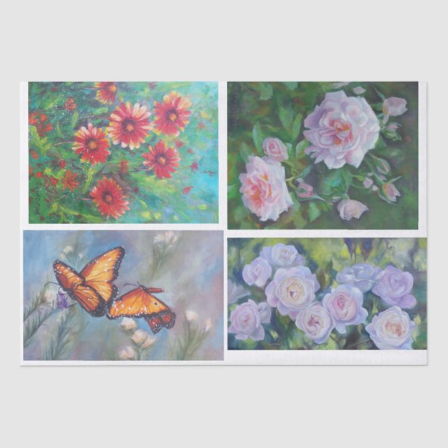 Papel De Seda Tejido floral de Decoupage (Anverso)