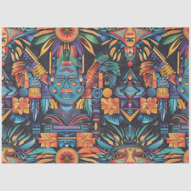 Papel De Seda Tejido lujoso y Verde azulado "simetría épica" con (Anverso)