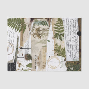 Papel De Seda Tejido para Collage Artesanal: -Botánico