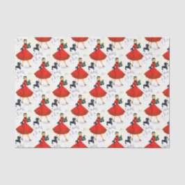 Papel De Seda Tejido retro de la señora del día de fiesta del