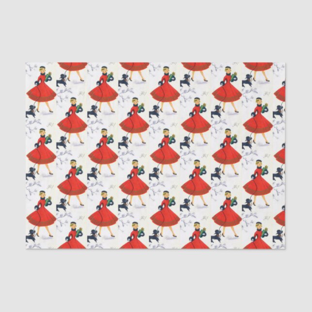 Papel De Seda Tejido retro de la señora del día de fiesta del (Anverso)