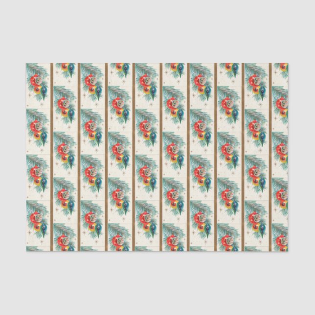 Papel De Seda Tejido retro del modelo del bulbo del navidad del (Anverso)