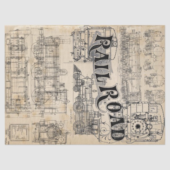 Papel De Seda Tejido técnico de los dibujos del tren (Anverso)