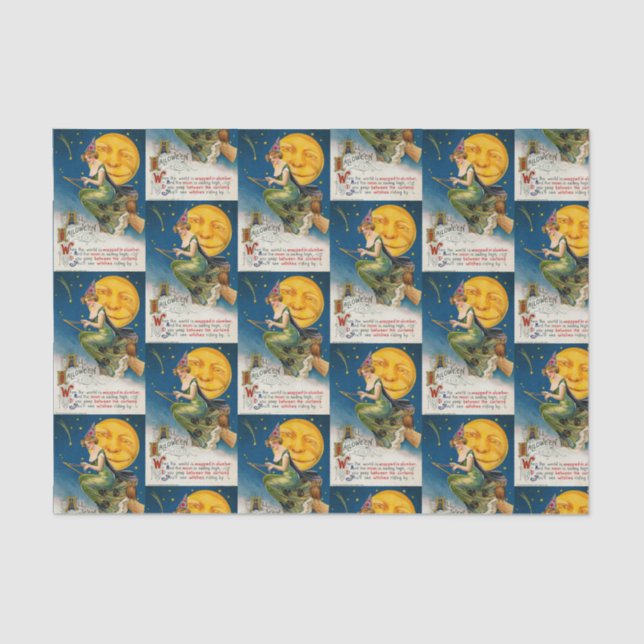 Papel De Seda Tejido tejado luna del fiesta de la bruja de (Anverso)