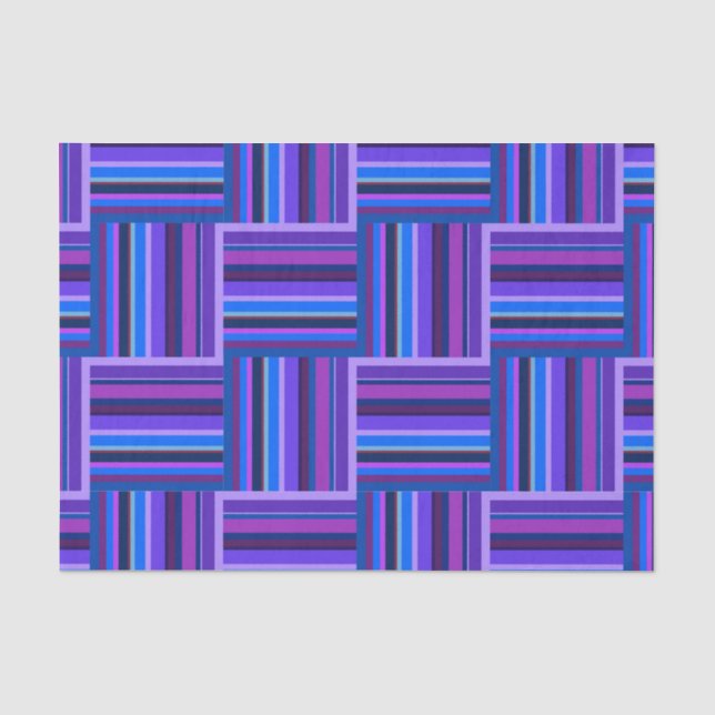 Papel De Seda Tejidos de rayas azules y violetas (Anverso)