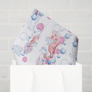 Papel De Seda Tela de burbujas y caballitos de mar de playa para