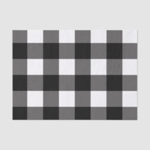 Papel De Seda Tela escocesa a cuadros negra y blanca del búfalo