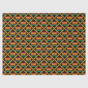 Papel De Seda Tela Kente de Kwanzaa Amarilla, Verde, Roja y Negr