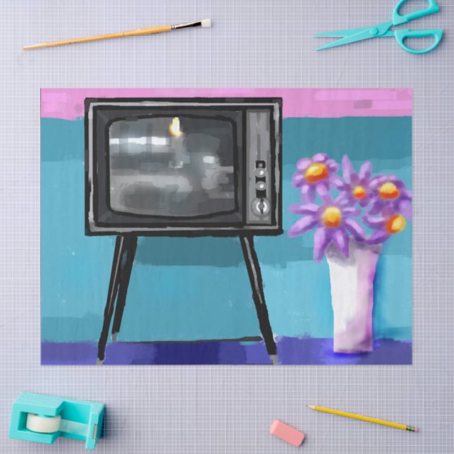 Papel De Seda Televisión Retro Televisión Desenlace De Mediados  (Artesanía)