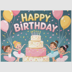 Papel De Seda Tema de bailarina de cumpleaños feliz lindo