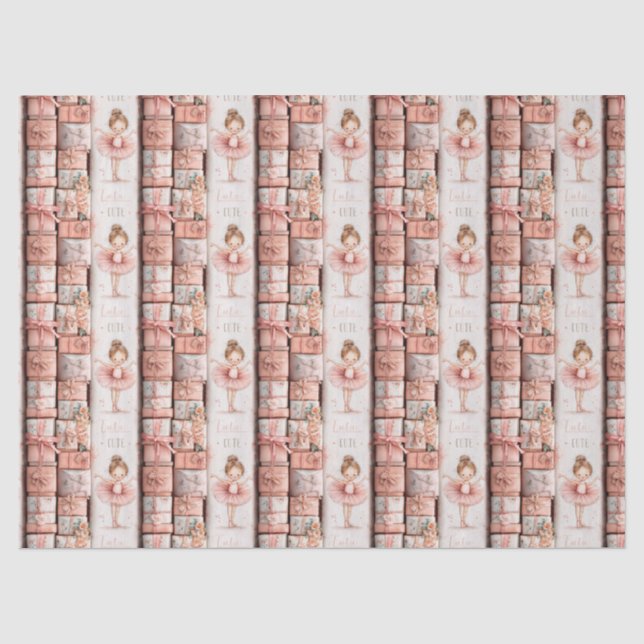 Papel De Seda Tema de Ballet Pastel con Cintas y Tutus (Anverso)