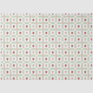 Papel De Seda Tema de Fresa a Cuadros