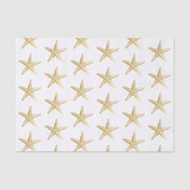 Papel De Seda Tema de la costa de la playa de Starfish Gold (Anverso)