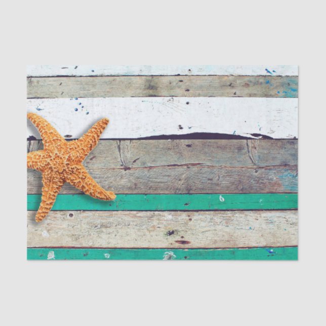 Papel De Seda Tema de la playa Starfish Boda Rustic (Anverso)