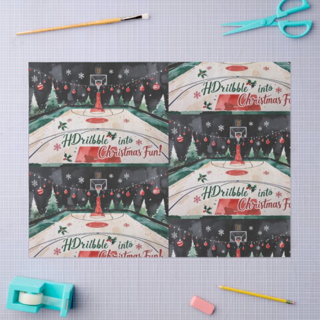 Papel De Seda Tema de los Navidades de baloncesto (Artesanía)