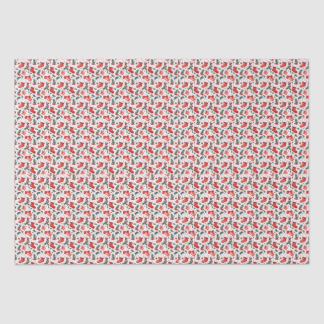 Papel De Seda Tema de los Navidades de Mistletoe y Stockings (Anverso)
